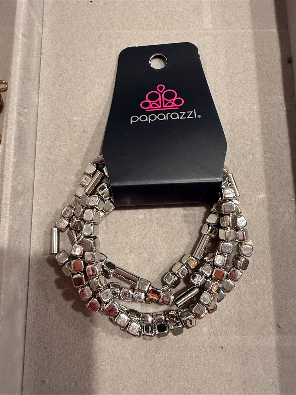 paparazzi Silver Multi-Strand Square & Tube Bead Bracelet